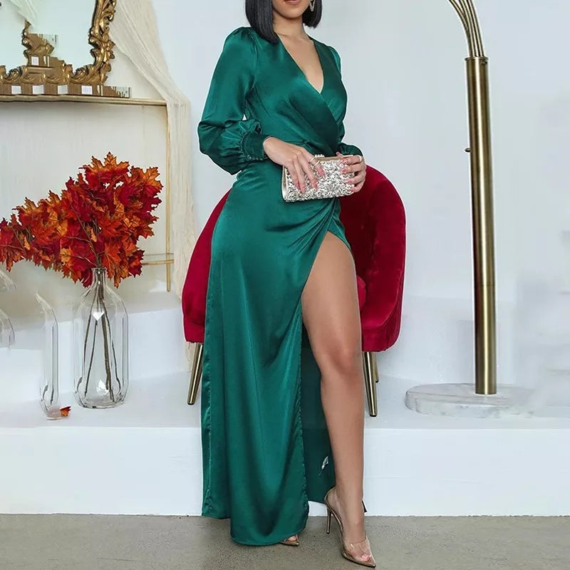 Robe en Satin Vert