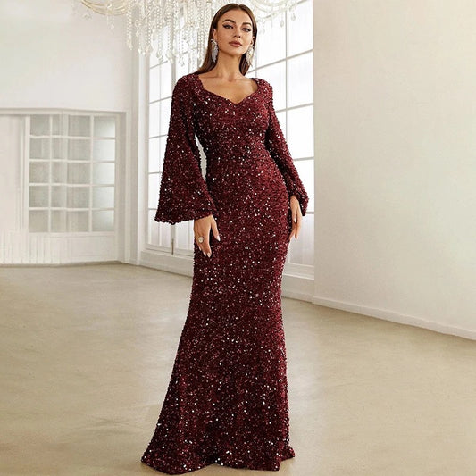 Robe Sequin à manche longue