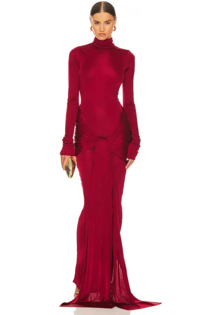 Robe rouge longue Manche