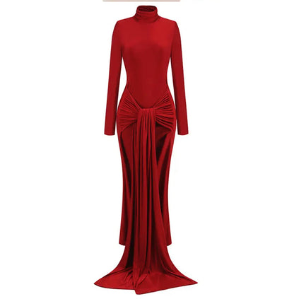 Robe rouge longue Manche