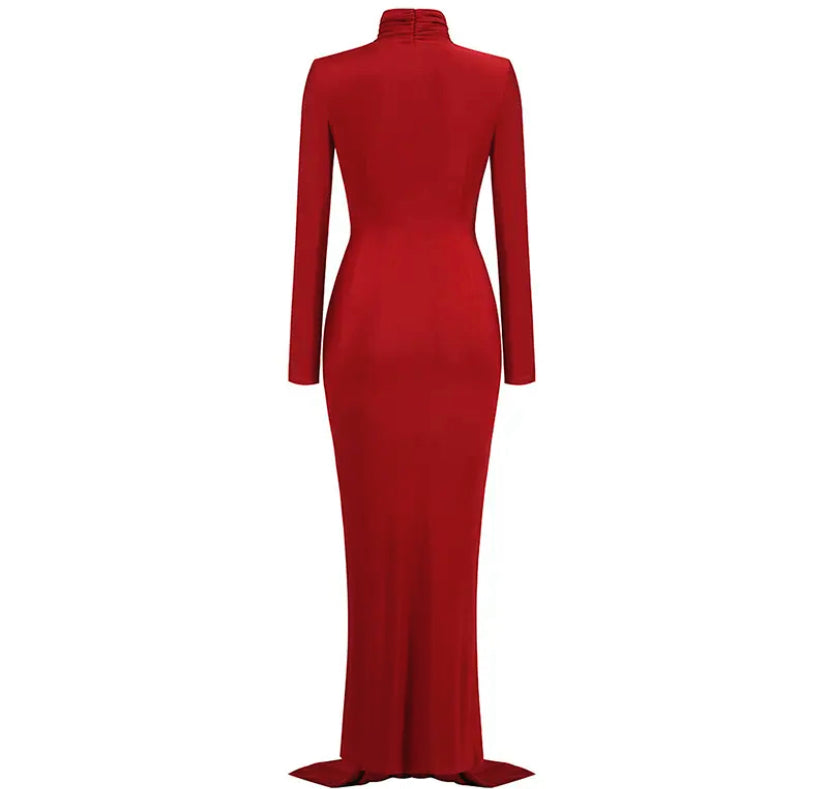 Robe rouge longue Manche