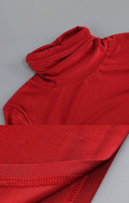 Robe rouge longue Manche