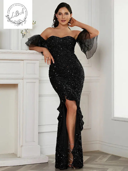 Robe Sequin Noir / DROPSHIPPING